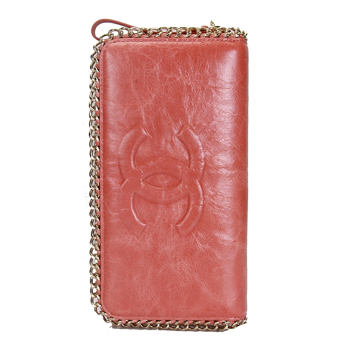 Replica Chanel Bow Long Zip Around Wallets 9868 Pink